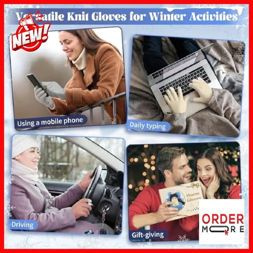 Women's Winter Touchscreen Gloves 4-Pair Set Cold Weather Mittens